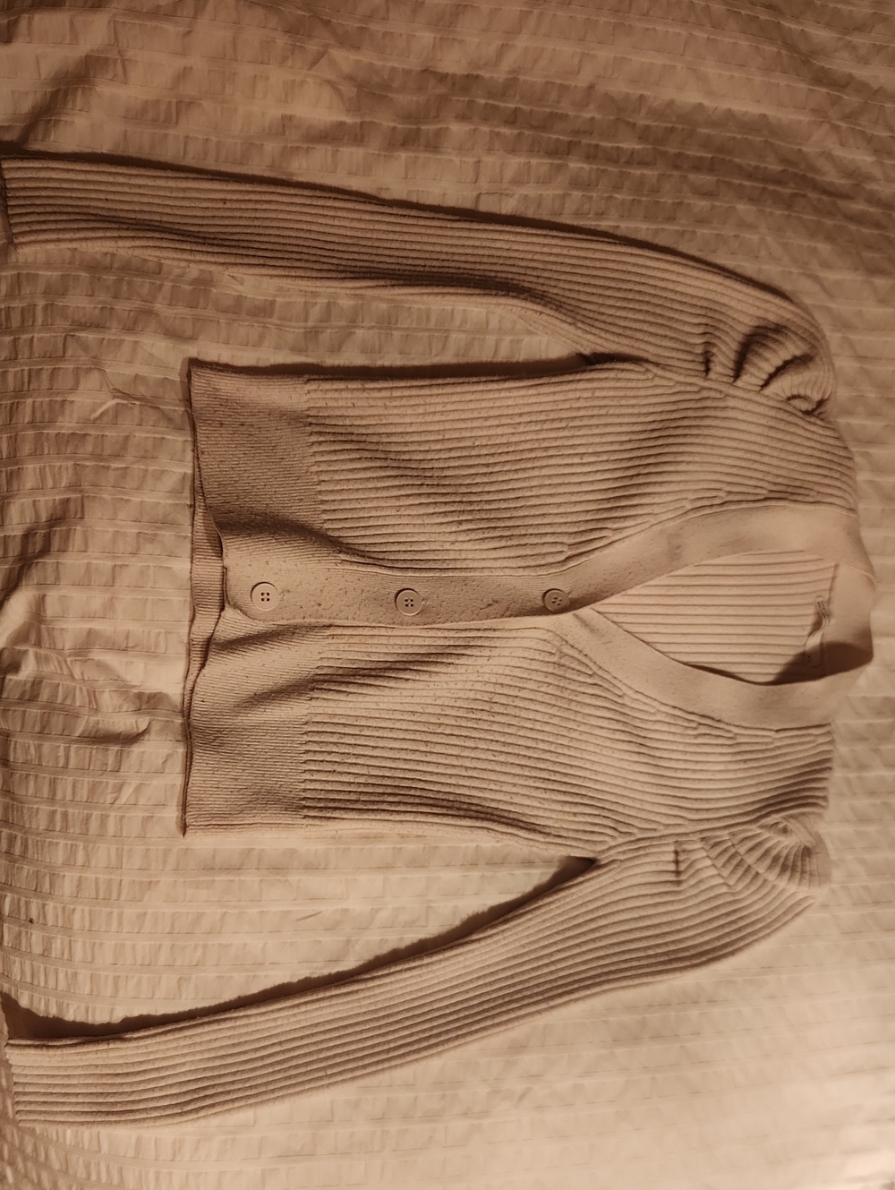 Oak And Fort Cream Ribbed Button-Front Cardigan
